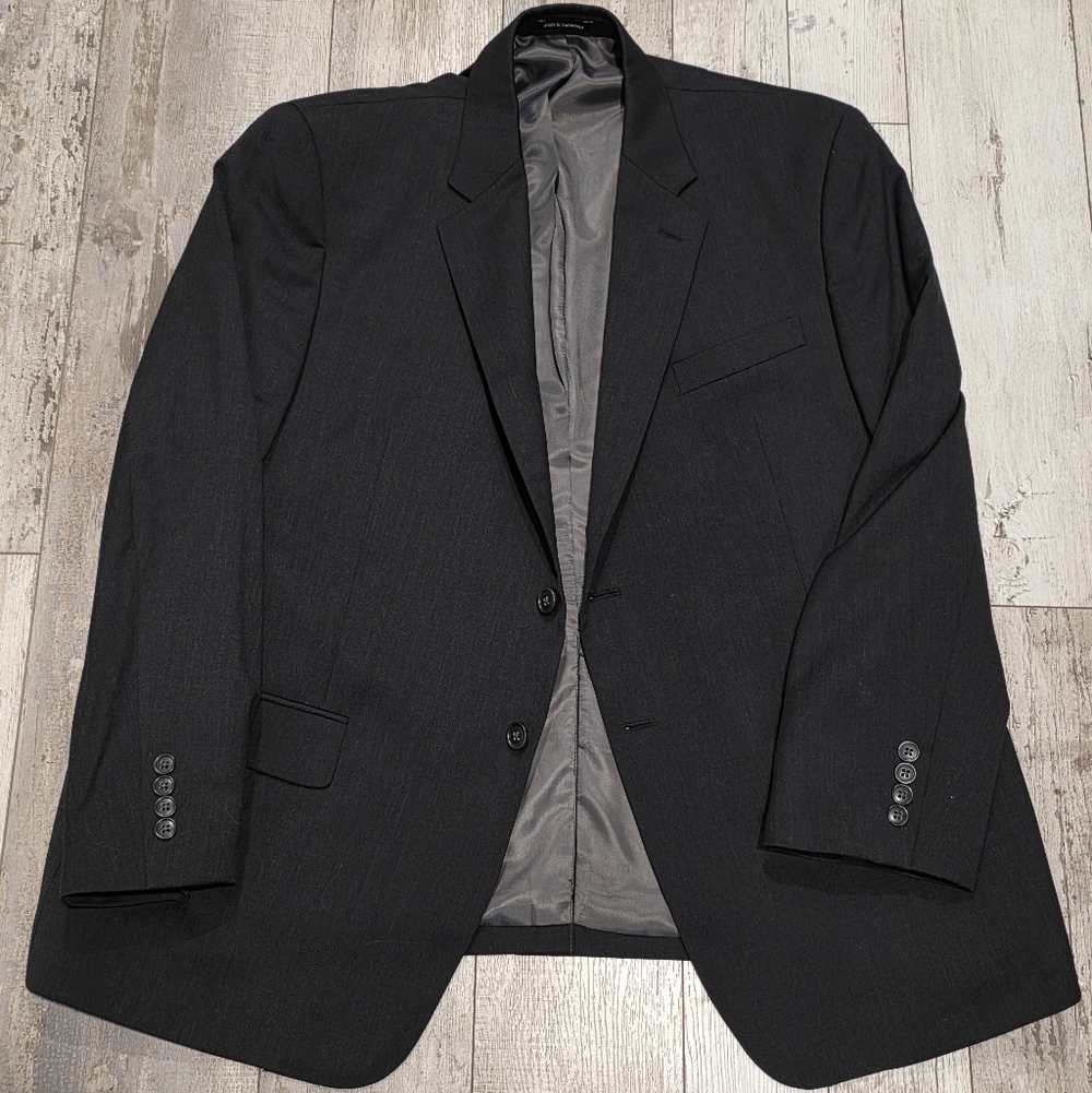 44S Men's Joseph & Feiss Blazer Charcoal Gray 100% Wool 2 Button Sport Coat